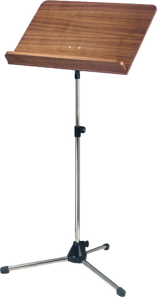 K&M orchestra music stand, 118/1, nickel stand, walnut wooden desk