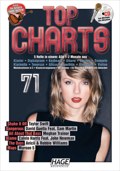 Top Charts 71, Songbook+Playback CD