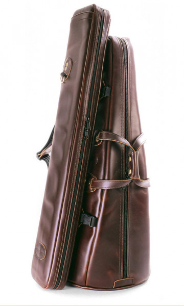 GLENN CRONKHITE-travelbag for trombone BTBO Set, leather, chocolate brown